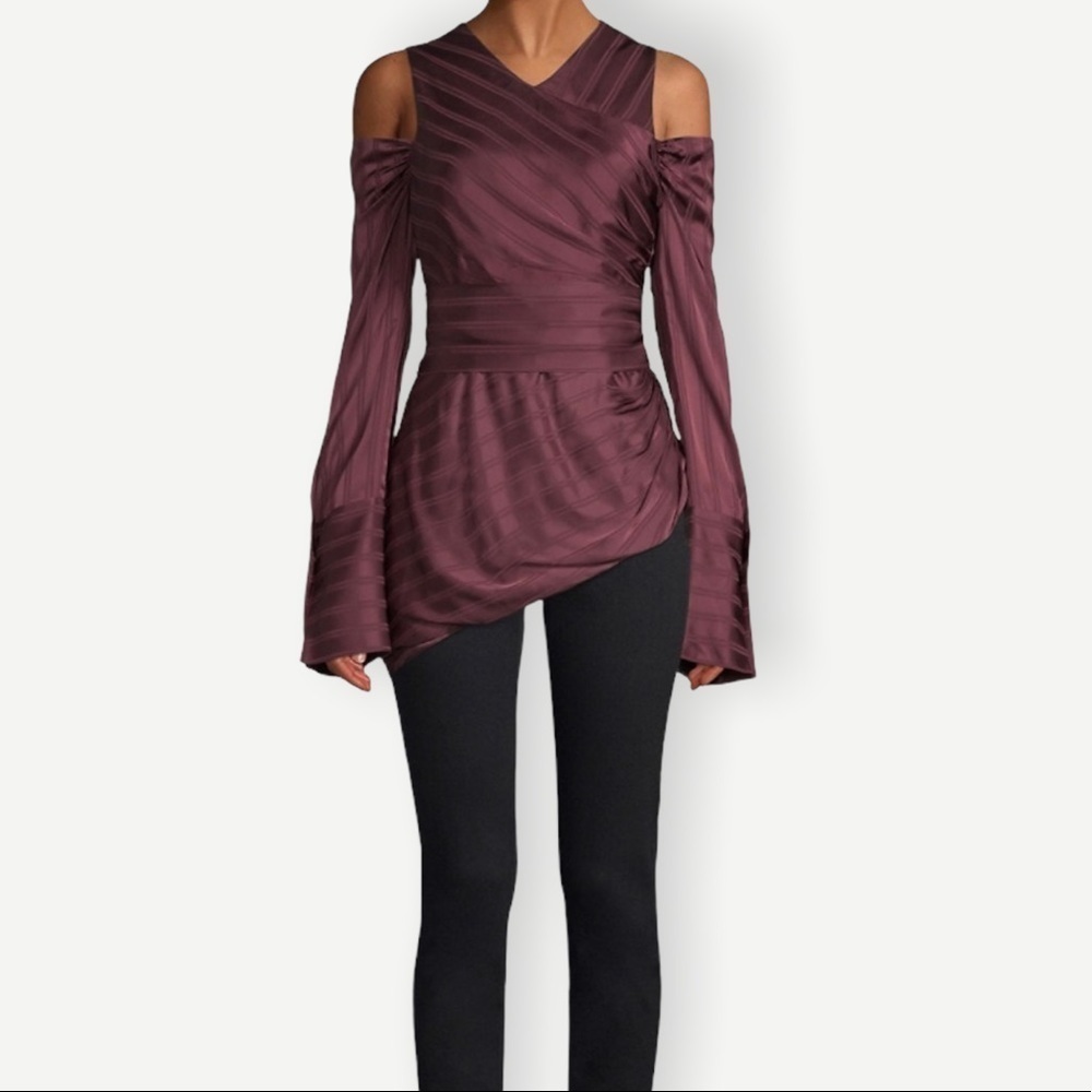 NWT AMUR Burgundy Cold Shoulder Adrianne Top